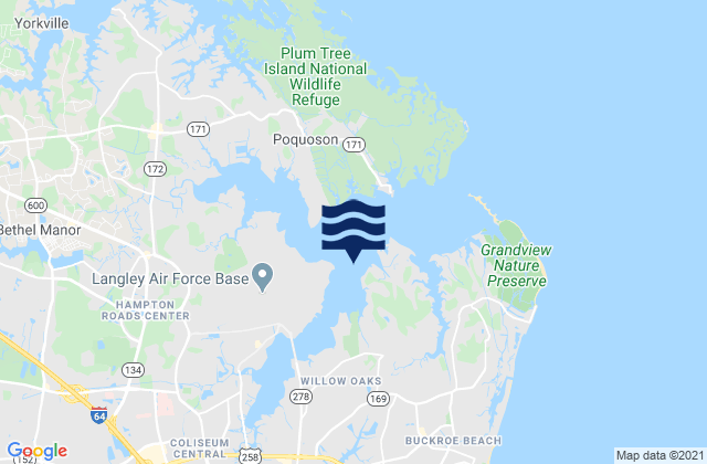 Mappa delle maree di City of Hampton, United States