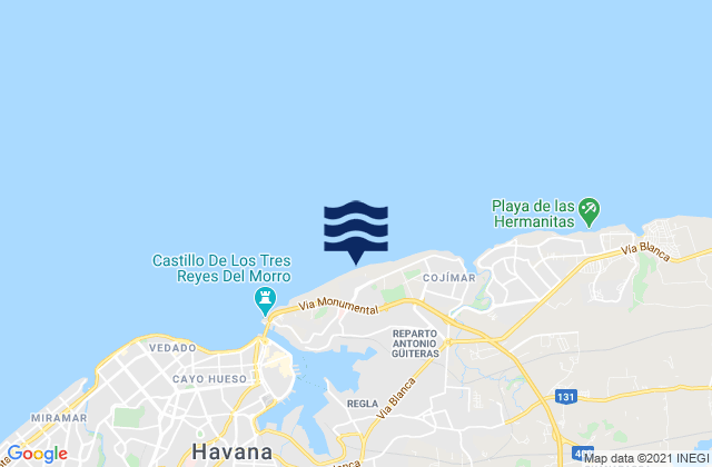 Mappa delle maree di Ciudad Camilo Cienfuegos, Cuba