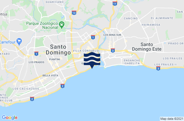 Mappa delle maree di Ciudad Nueva, Dominican Republic