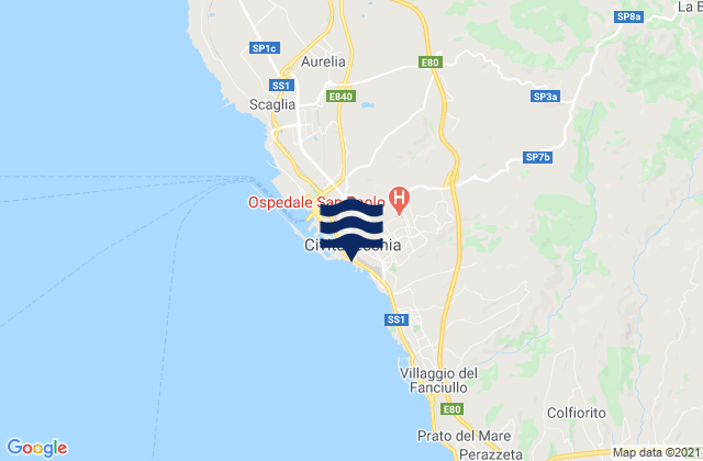 Mappa delle maree di Civitavecchia, Italy