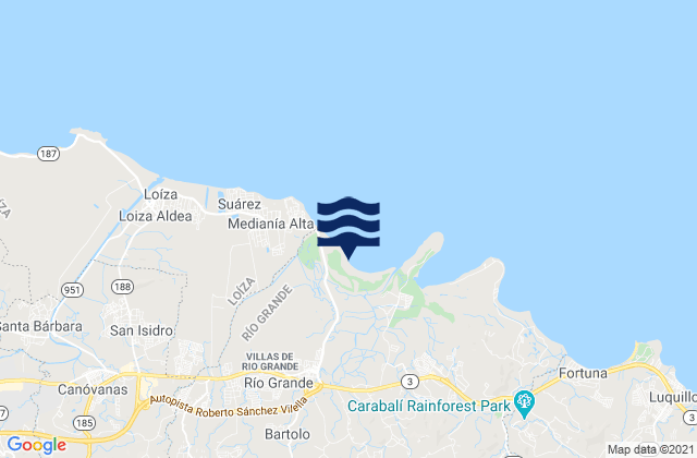 Mappa delle maree di Ciénaga Baja Barrio, Puerto Rico