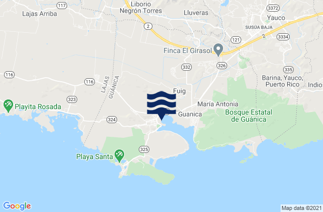 Mappa delle maree di Ciénaga Barrio, Puerto Rico