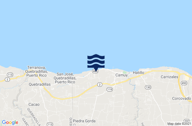 Mappa delle maree di Ciénagas Barrio, Puerto Rico