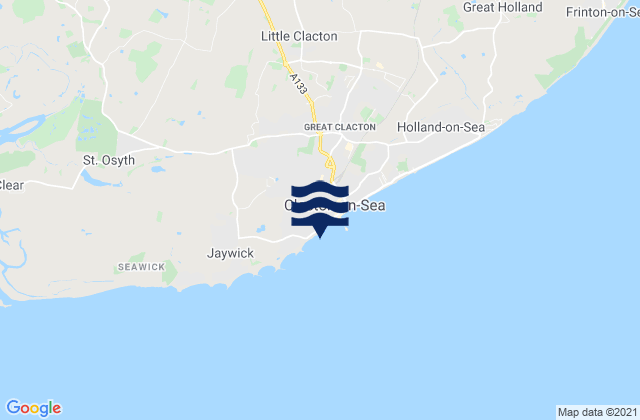 Mappa delle maree di Clacton West and Martello Bay Beach, United Kingdom
