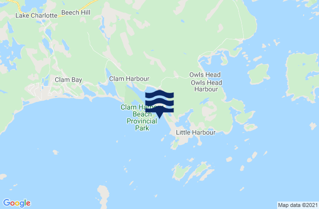 Mappa delle maree di Clam Harbour, Canada