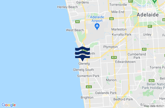 Mappa delle maree di Clapham, Australia