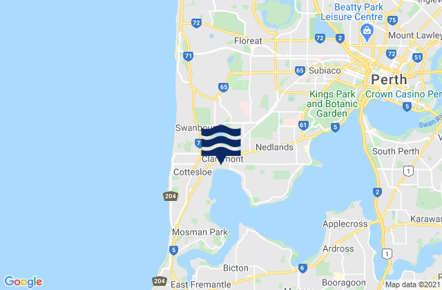 Mappa delle maree di Claremont, Australia