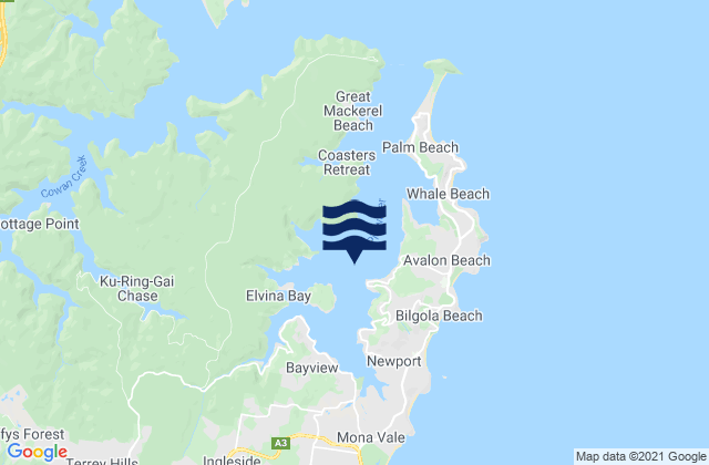 Mappa delle maree di Clareville Beach, Australia