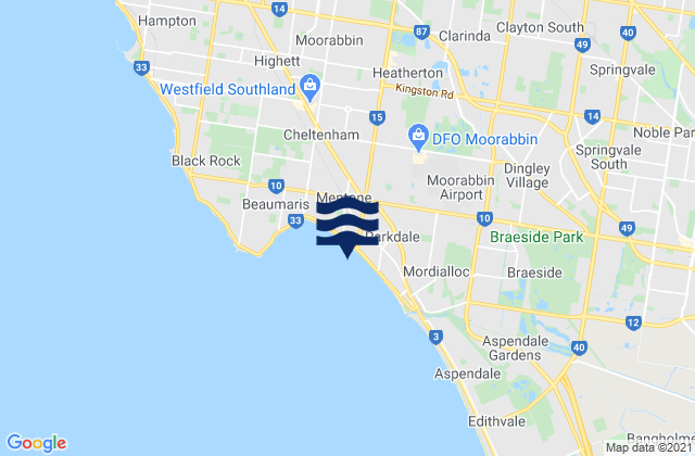 Mappa delle maree di Clayton, Australia