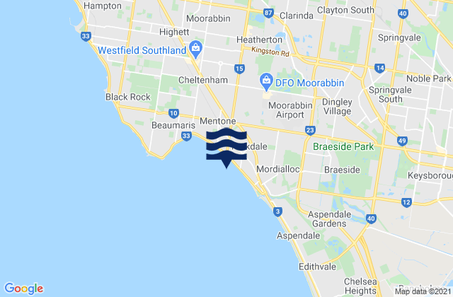 Mappa delle maree di Clayton South, Australia