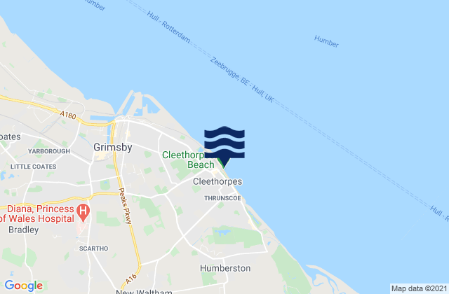 Mappa delle maree di Cleethorpes Pier, United Kingdom