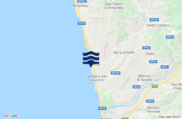 Mappa delle maree di Cleto, Italy