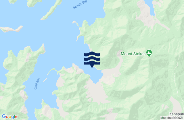 Mappa delle maree di Clova Bay, New Zealand