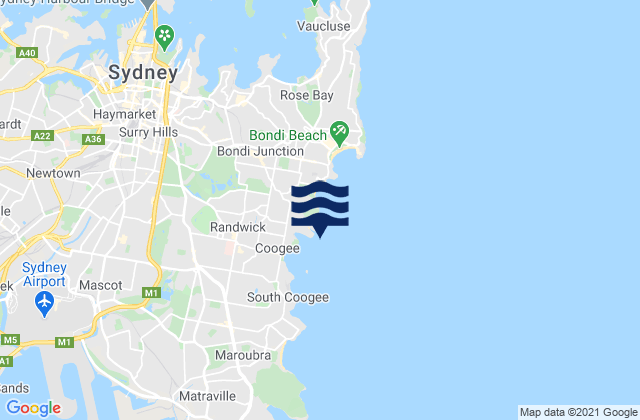 Mappa delle maree di Clovelly Bay, Australia