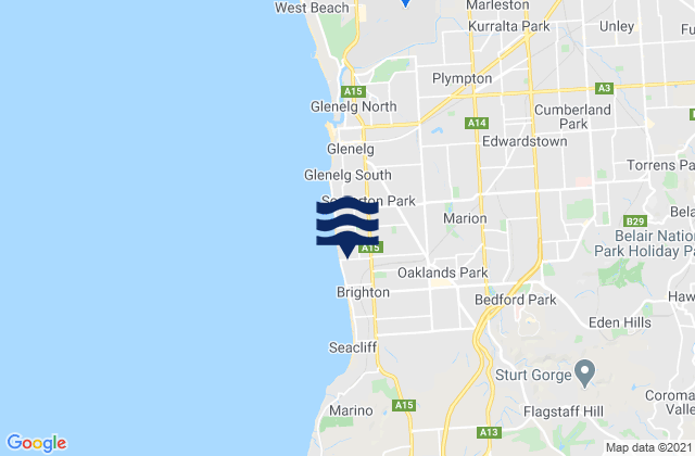 Mappa delle maree di Clovelly Park, Australia