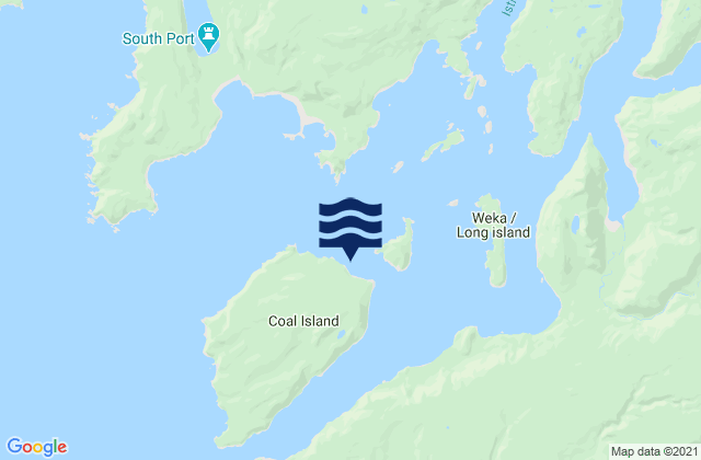 Mappa delle maree di Coal Island (Fishing Bay), New Zealand