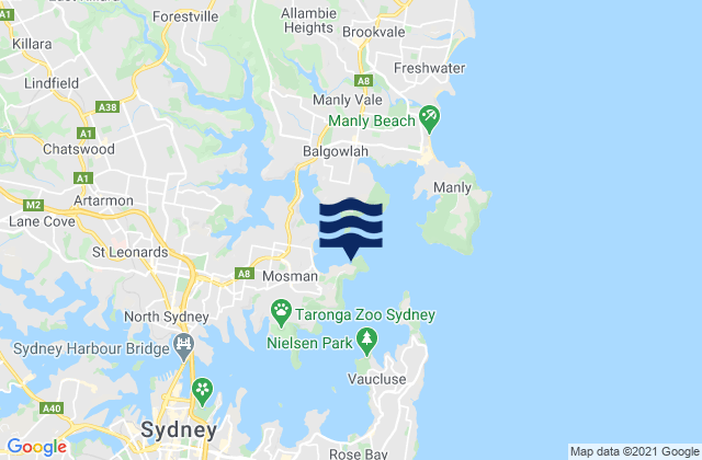 Mappa delle maree di Cobblers Bay, Australia