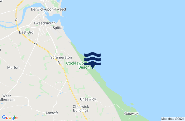 Mappa delle maree di Cocklawburn Beach, United Kingdom
