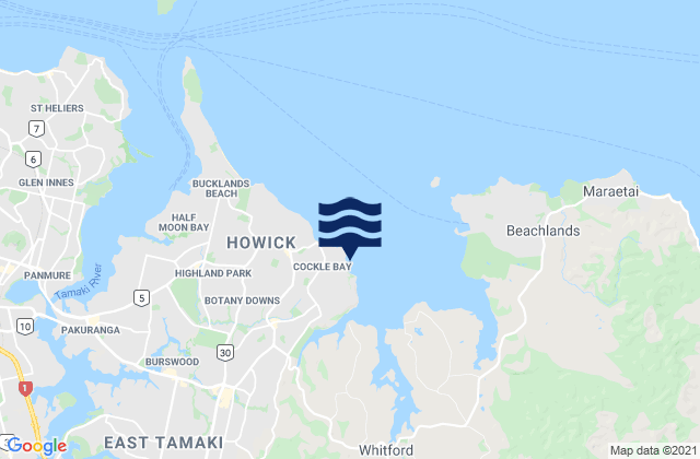 Mappa delle maree di Cockle Bay, New Zealand