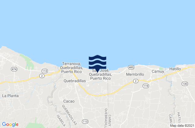 Mappa delle maree di Cocos Barrio, Puerto Rico