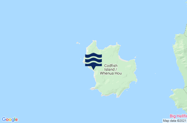 Mappa delle maree di Codfish Island (Whenuahou), New Zealand