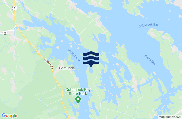 Mappa delle maree di Coffin Point, Canada