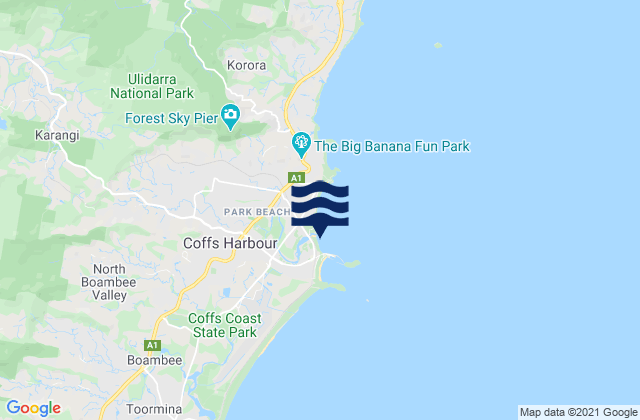 Mappa delle maree di Coffs Harbour-North Wall, Australia
