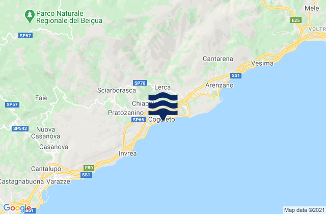 Mappa delle maree di Cogoleto, Italy