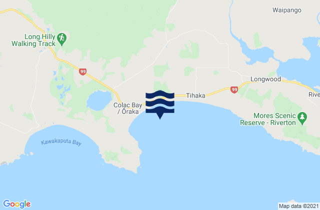 Mappa delle maree di Colac Bay, New Zealand