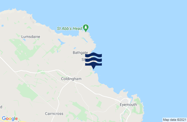 Mappa delle maree di Coldingham Bay Beach, United Kingdom