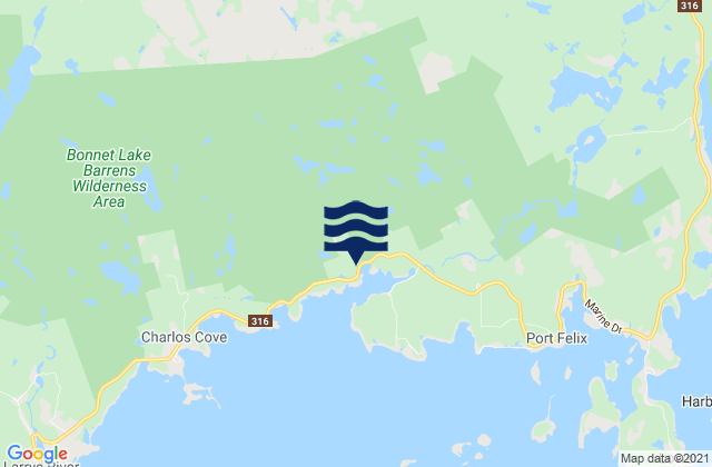 Mappa delle maree di Cole Harbour, Canada
