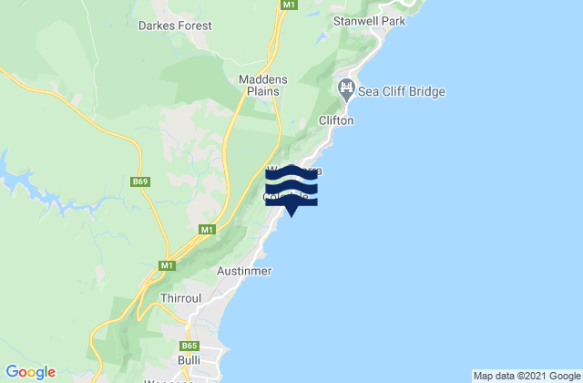 Mappa delle maree di Coledale Beach, Australia