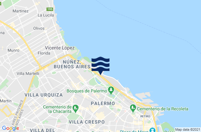 Mappa delle maree di Colegiales, Argentina