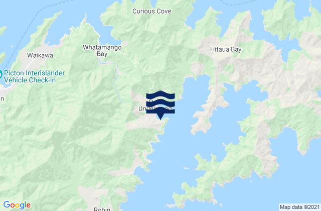 Mappa delle maree di Coles Bay (Waingaro Bay), New Zealand