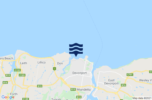 Mappa delle maree di Coles Beach, Australia