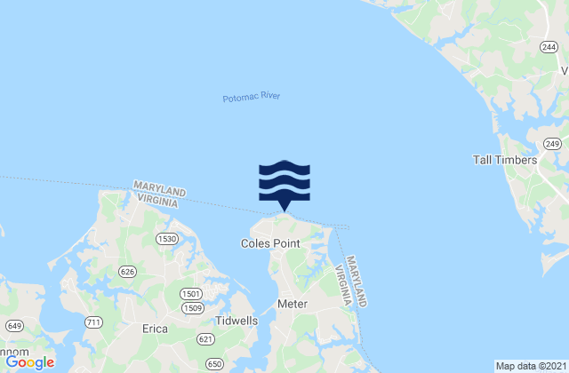 Mappa delle maree di Coles Point, United States