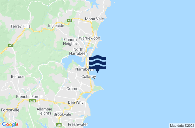 Mappa delle maree di Collaroy Basin, Australia