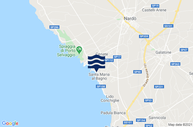 Mappa delle maree di Collemeto, Italy