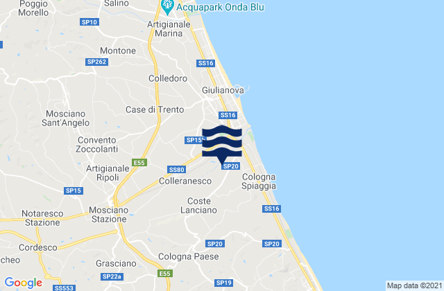 Mappa delle maree di Colleranesco, Italy