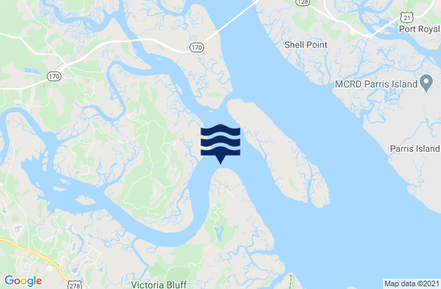 Mappa delle maree di Colleton River Entrance, United States