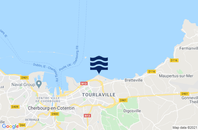 Mappa delle maree di Collignon, France
