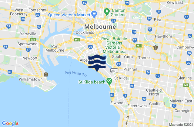 Mappa delle maree di Collingwood, Australia