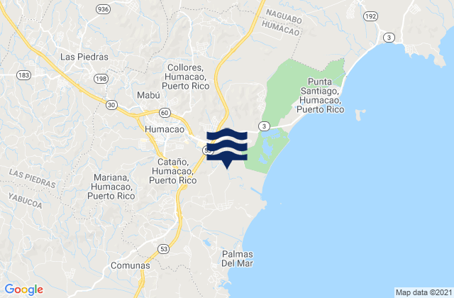 Mappa delle maree di Collores Barrio, Puerto Rico