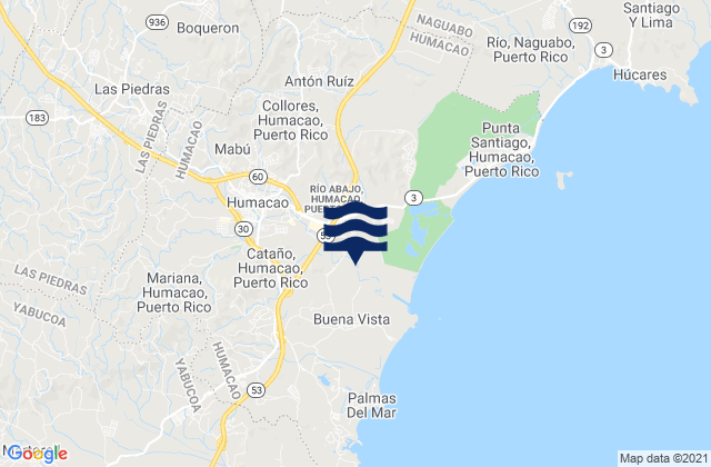 Mappa delle maree di Collores Barrio, Puerto Rico