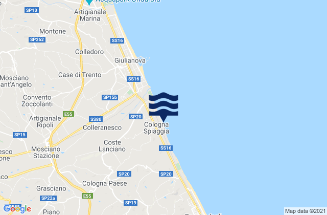 Mappa delle maree di Cologna Spiaggia, Italy