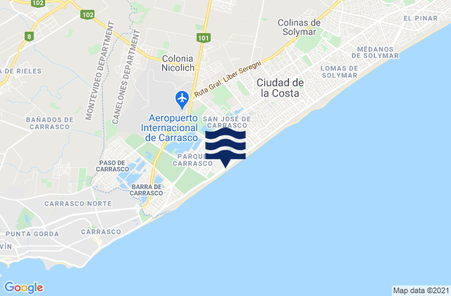 Mappa delle maree di Colonia Nicolich, Uruguay