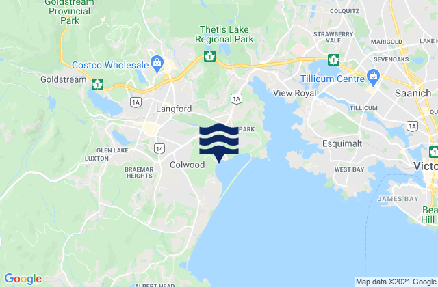 Mappa delle maree di Colwood, Canada