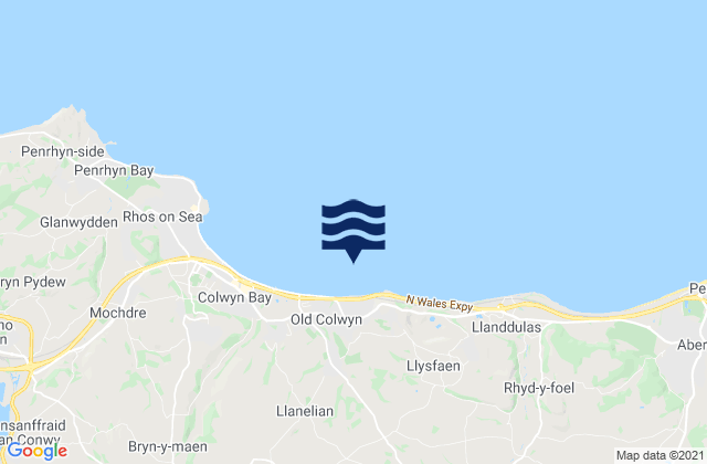 Mappa delle maree di Colwyn Bay, United Kingdom