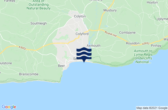 Mappa delle maree di Colyton, United Kingdom