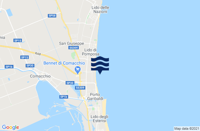 Mappa delle maree di Comacchio, Italy